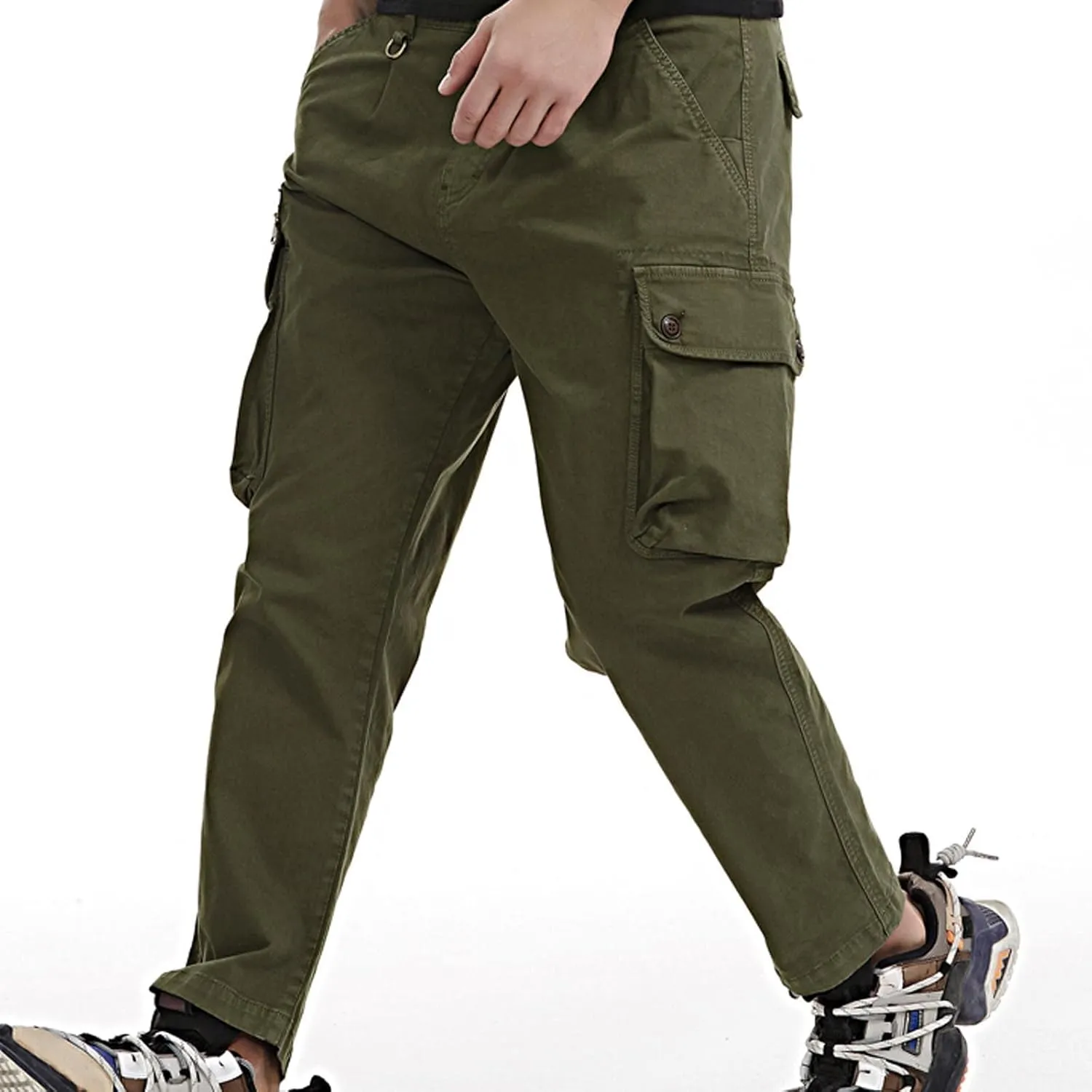 Uillui Mens Cargo Pants Fashion Como Joggers Sweatpants Cotton Stretch Casual Relaxed Fit Ankle Length Harem Streetwear Pant