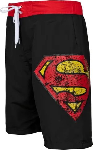 Underboss Superman Symbol Black Swim Board Shorts