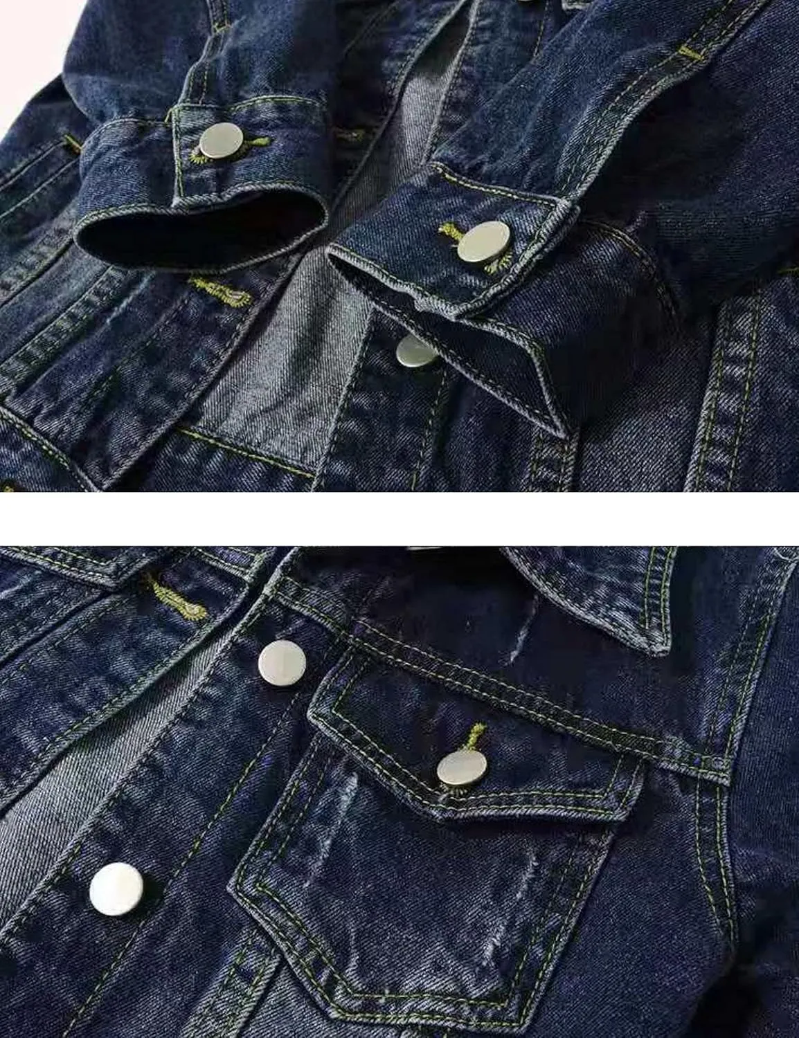 Unilexi Women's 3/4 Sleeve Colored Cropped Denim Jacket Light Wash Short Jean Jacket Trucker Coat