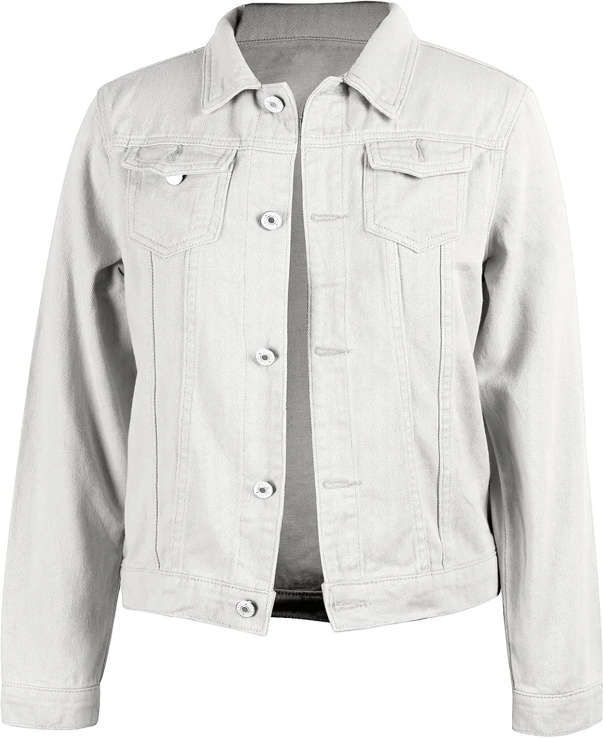 utcoco Women's Cropped Jean Jacket Long Sleeve Casual Button Down Denim Jacket