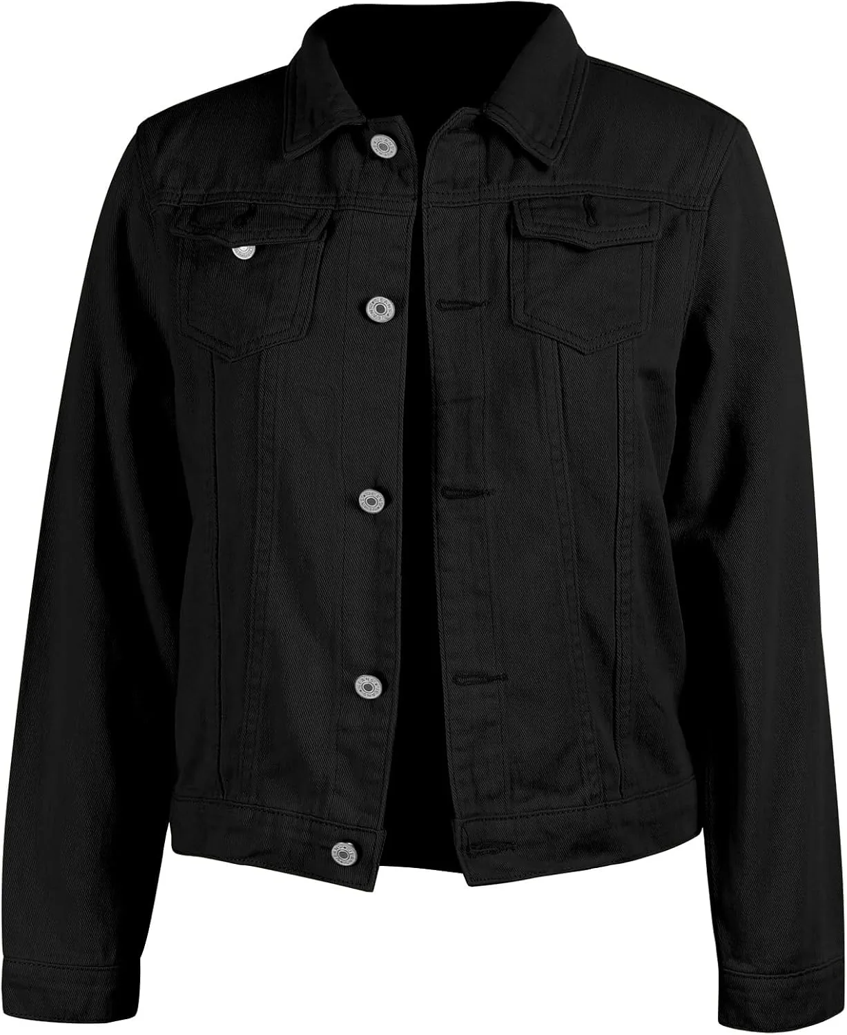utcoco Women's Cropped Jean Jacket Long Sleeve Casual Button Down Denim Jacket