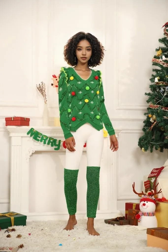 v28 Varied Ugly Christmas Sweater for Women Merry Reindeer Shirt Knit Sweaters