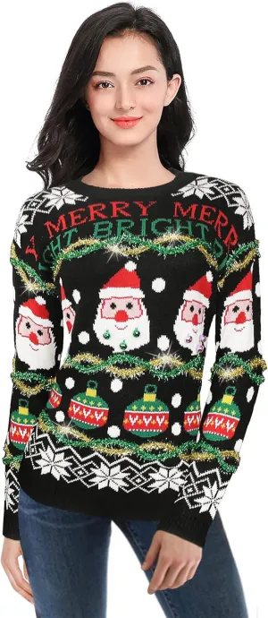 v28 Varied Ugly Christmas Sweater for Women Merry Reindeer Shirt Knit Sweaters