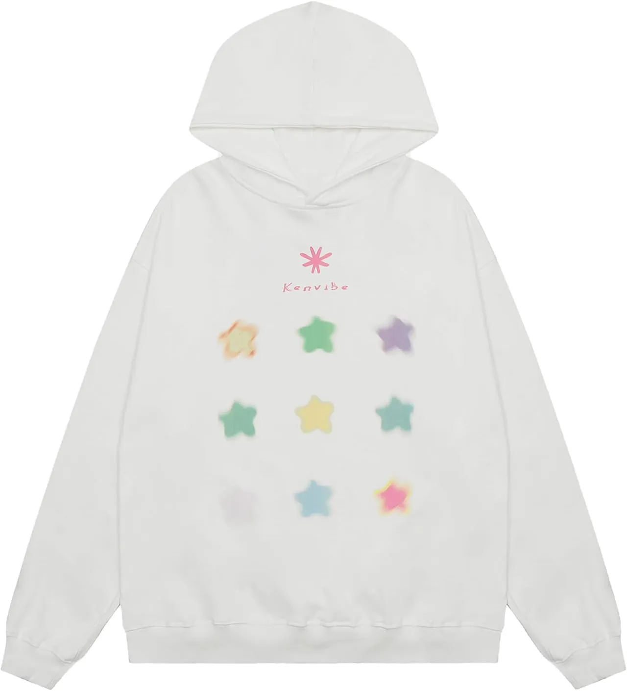 Vamtac Women Hoodie Oversized Graphic Star Print y2k Cute Sweatshirt Fashion Pullover Hooded Unisex White XL