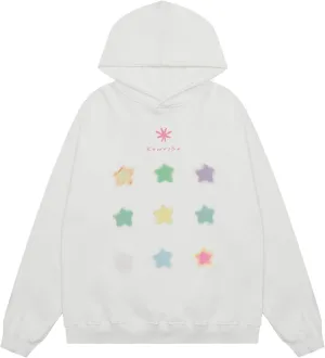 Vamtac Women Hoodie Oversized Graphic Star Print y2k Cute Sweatshirt Fashion Pullover Hooded Unisex White XL