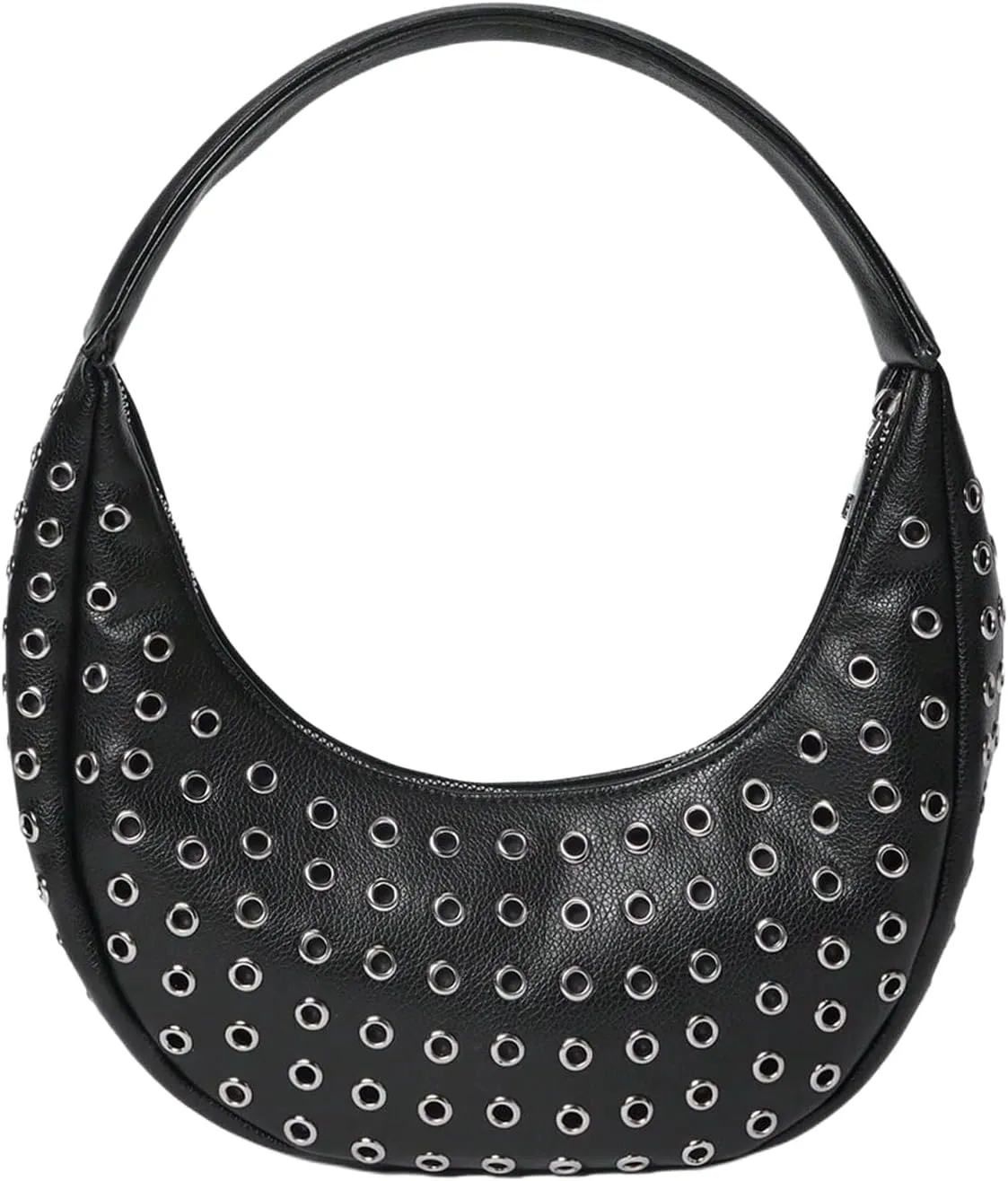 Verdusa Women's Punk Grommet Crescent Bag Top Handle Leather Underarm Shoulder Handbags