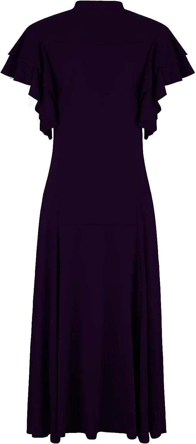 Vijiv Women's Vintage 1920s V Neck Long Bias Cut Sleeveless with Flutter Sleeves Bowknot Flapper Dress
