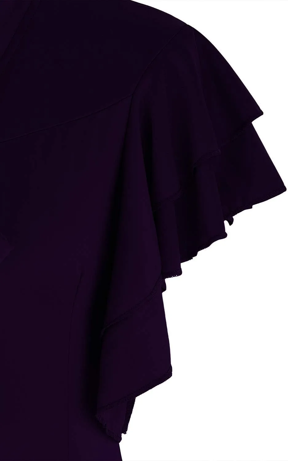 Vijiv Women's Vintage 1920s V Neck Long Bias Cut Sleeveless with Flutter Sleeves Bowknot Flapper Dress