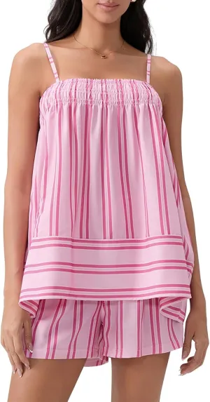 VISGOGO Striped Sets Women 2 Piece Outfits Y2k Striped Tank Top Women Shorts Set Camisole Shorts Summer Ladies casual sets