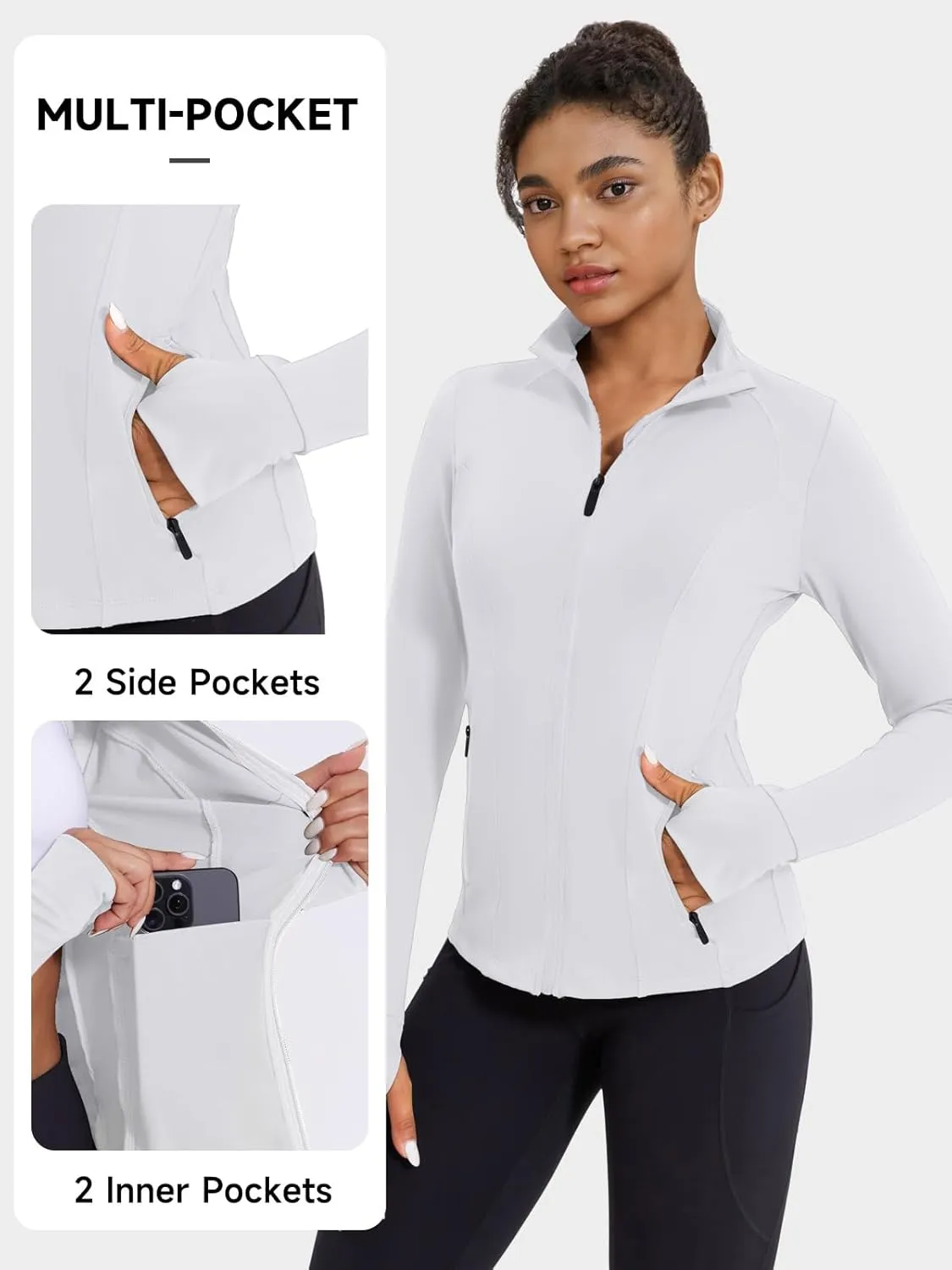 VUTRU Women's Workout Jacket Zip Up Athletic Lightweight Running Yoga Jacket with Pockets