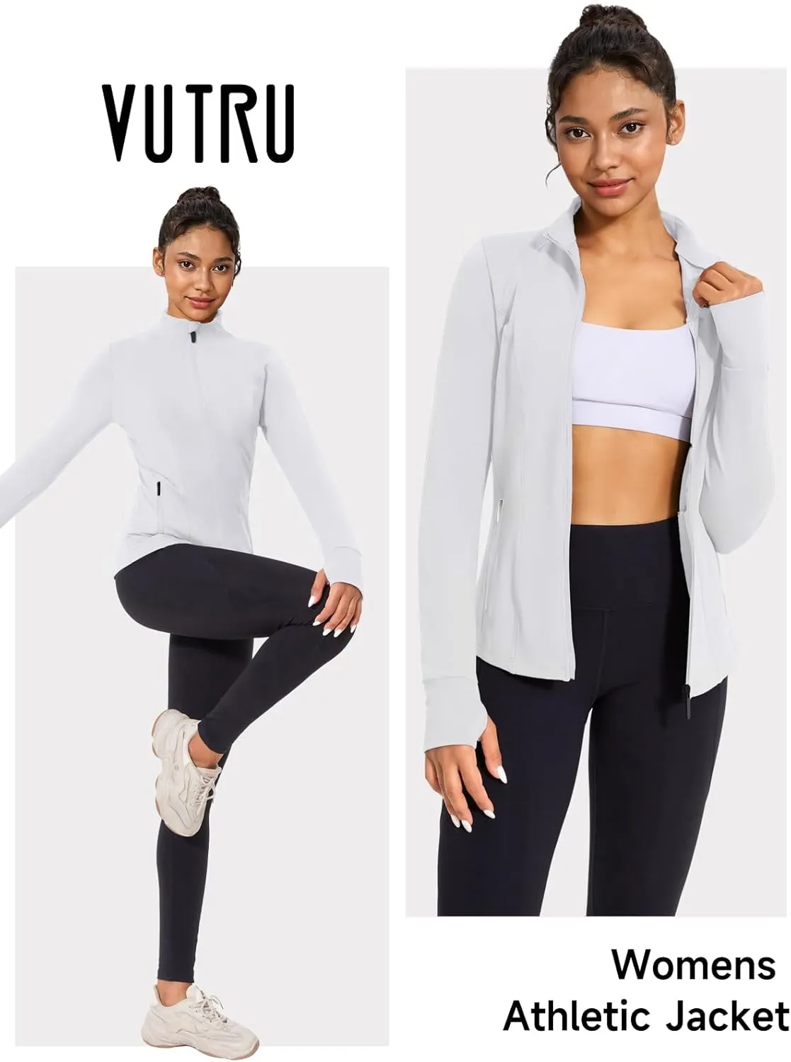 VUTRU Women's Workout Jacket Zip Up Athletic Lightweight Running Yoga Jacket with Pockets