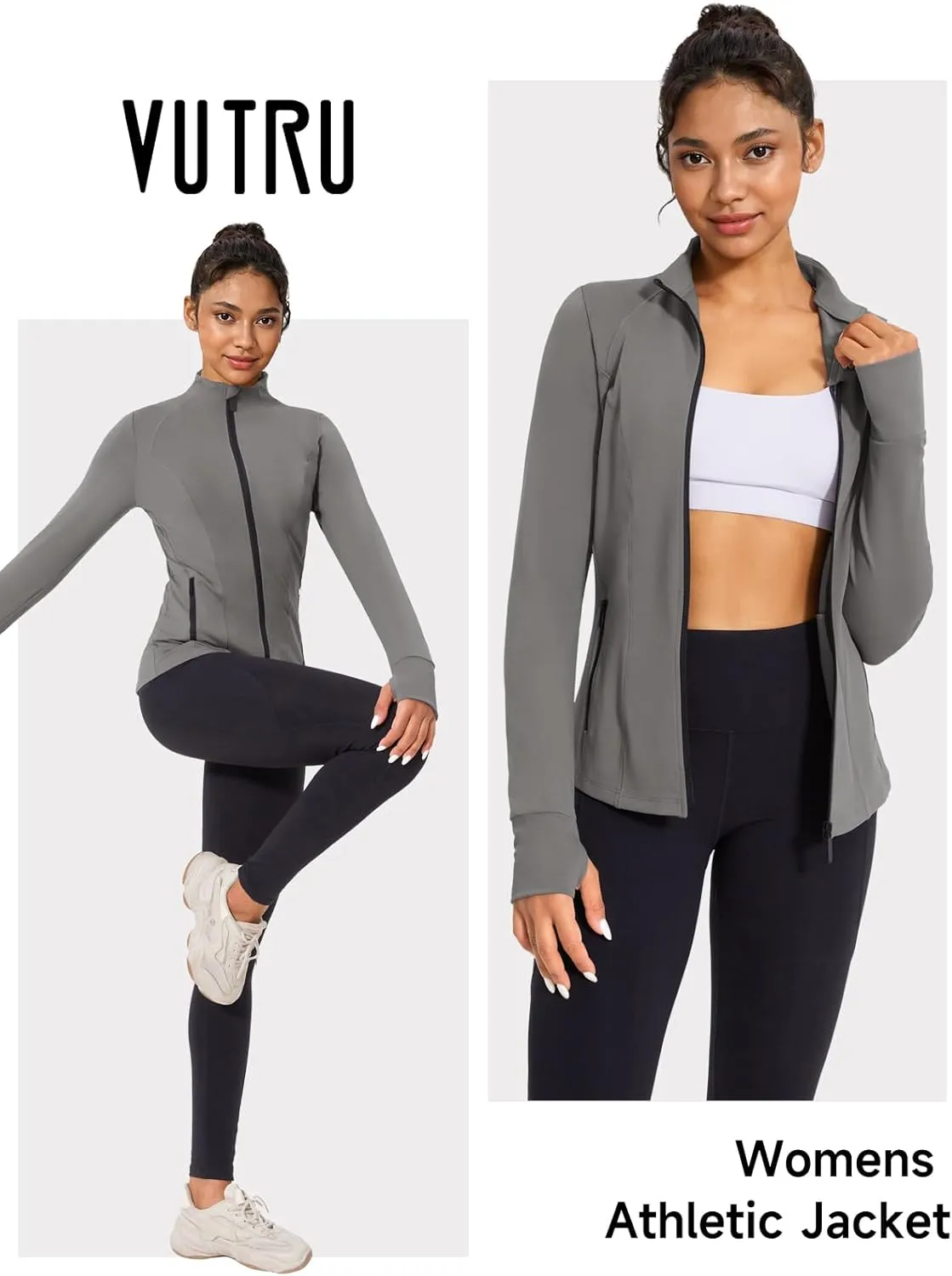 VUTRU Women's Workout Jacket Zip Up Athletic Lightweight Running Yoga Jacket with Pockets