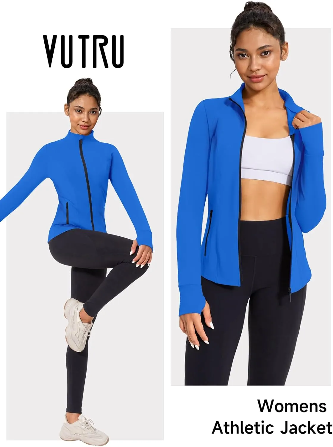 VUTRU Women's Workout Jacket Zip Up Athletic Lightweight Running Yoga Jacket with Pockets