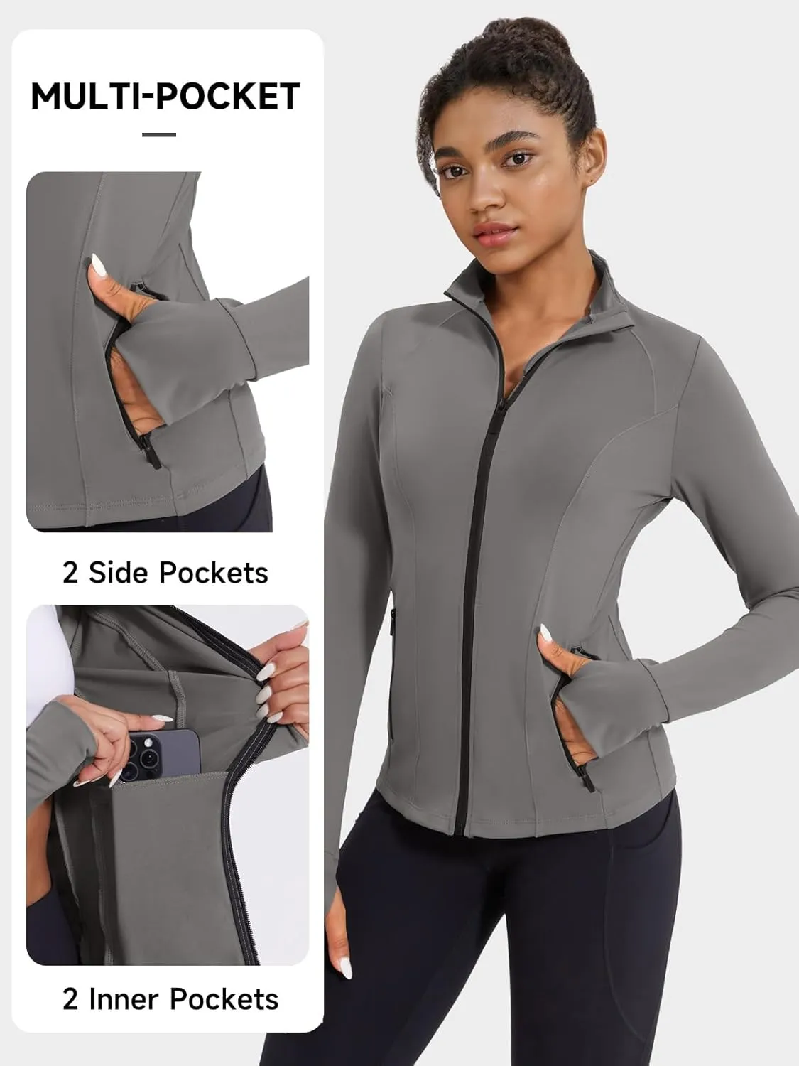 VUTRU Women's Workout Jacket Zip Up Athletic Lightweight Running Yoga Jacket with Pockets