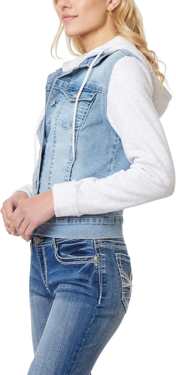 WallFlower Women's Dreamer Denim Jackets Juniors (Standard and Plus)
