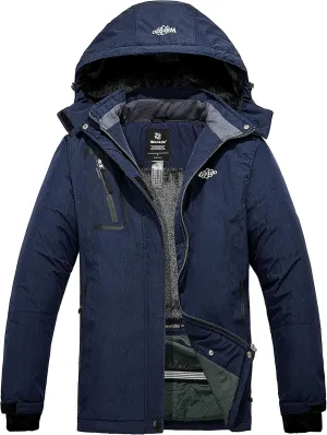 wantdo Women's Mountain Waterproof Ski Jacket Windproof Rain Jacket Winter Warm Hooded Coat