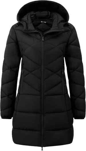 Wantdo Women's Packable Down Jacket Light Weight Puffer Coat Hip-Length Winter Coat