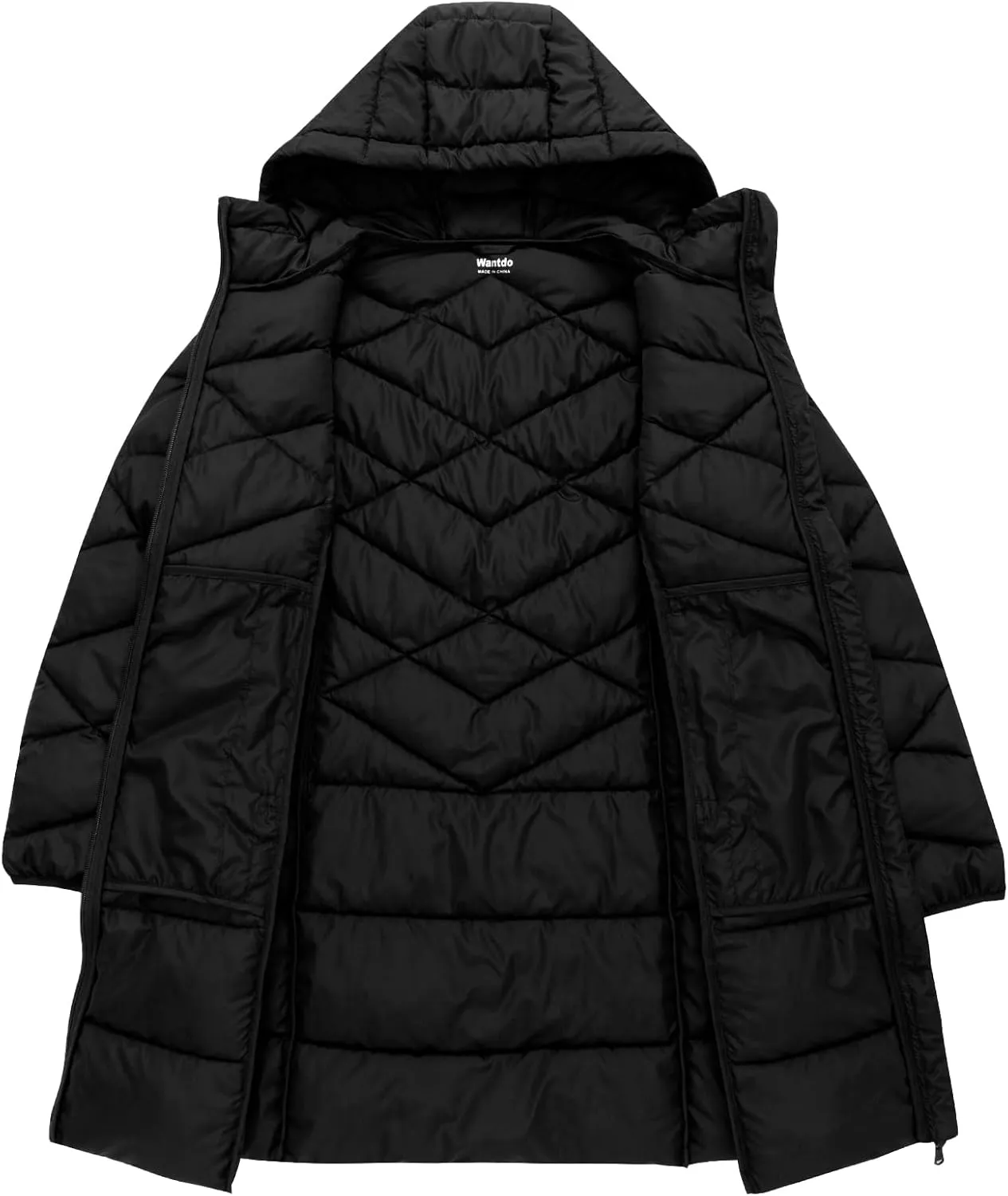 Wantdo Women's Packable Down Jacket Light Weight Puffer Coat Hip-Length Winter Coat