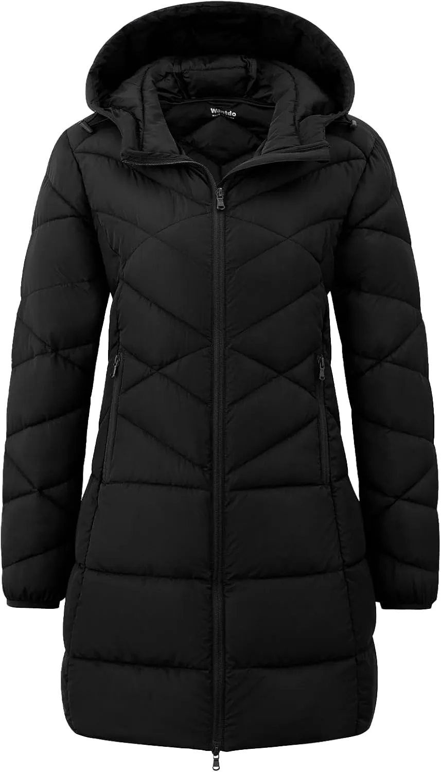 Wantdo Women's Packable Down Jacket Light Weight Puffer Coat Hip-Length Winter Coat