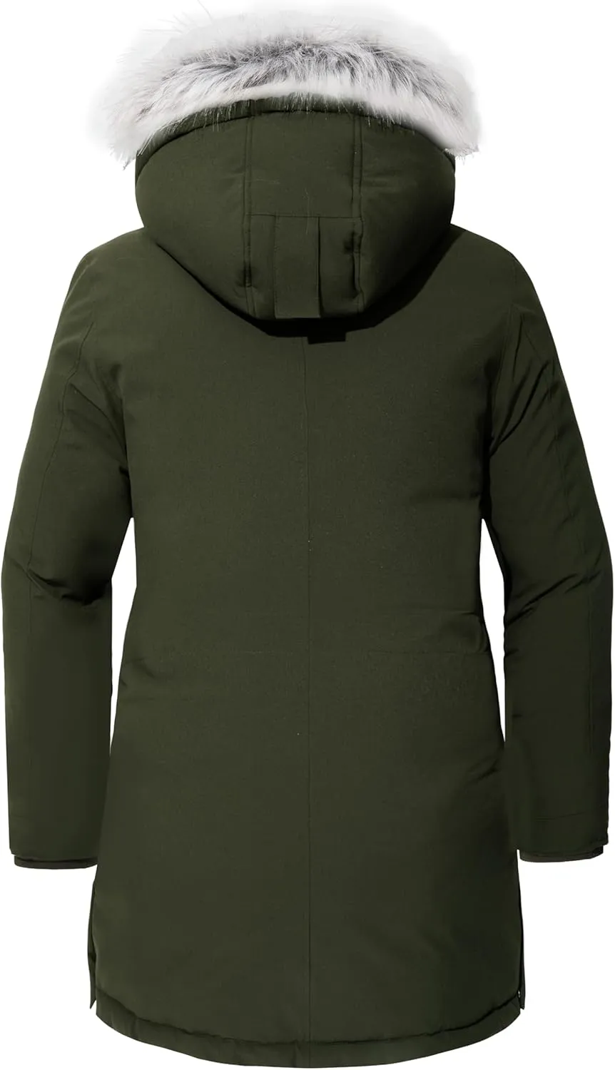 wantdo Women's Plus Size Winter Coat Warm Long Puffer Coat Thicken Parka Jacket with Hood