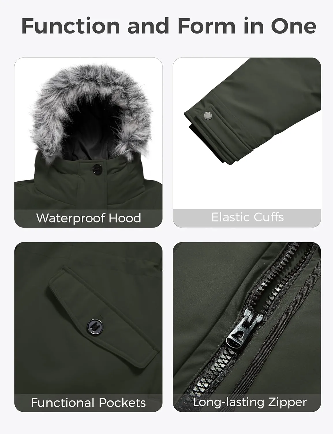 wantdo Women's Plus Size Winter Coat Warm Long Puffer Coat Thicken Parka Jacket with Hood