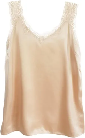 Wantschun Womens Satin Silk Camisole Lace Straps Tank Top Cami V-Neck