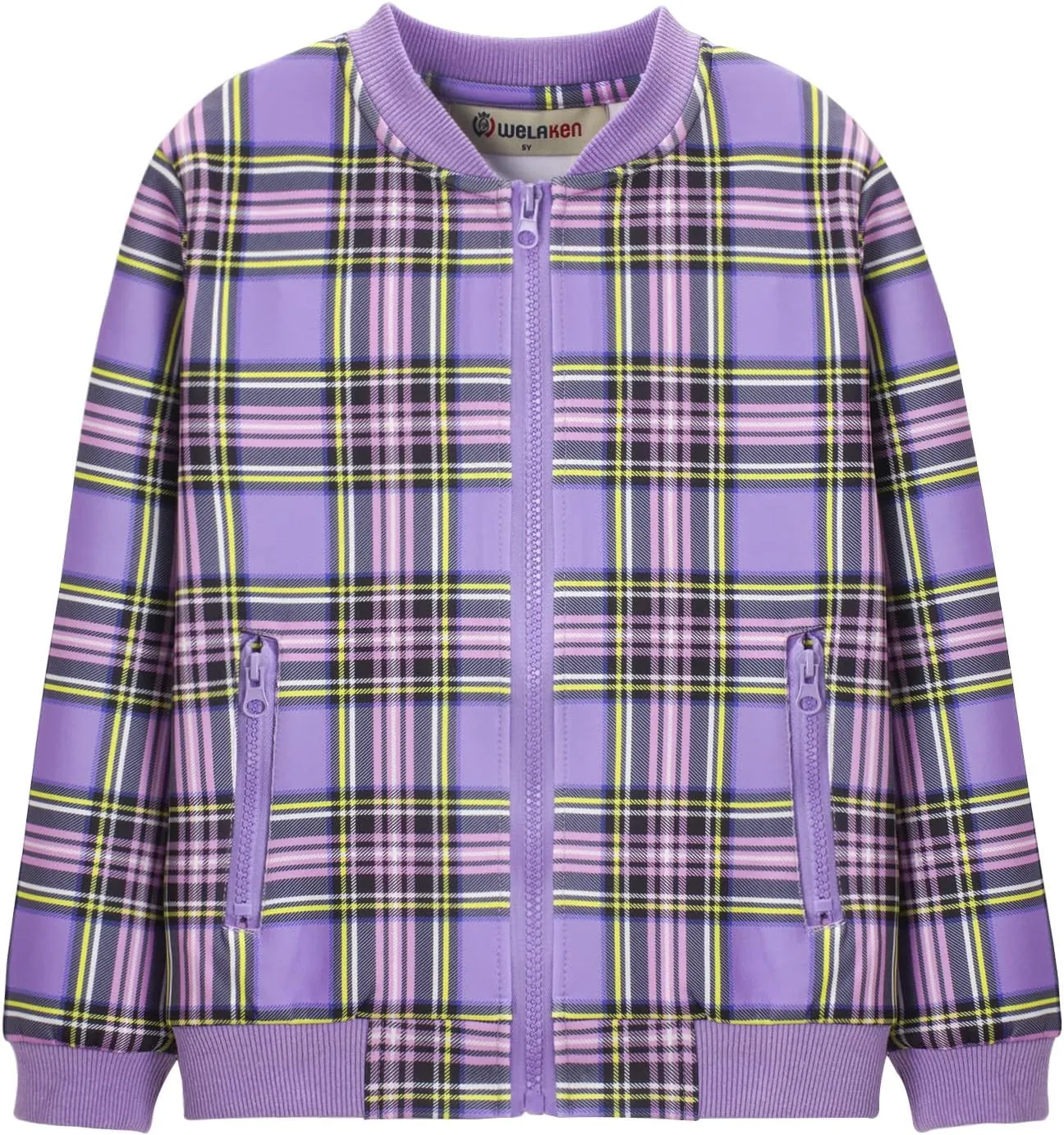 WELAKEN Girls Lightweight Bomber Jacket Floral Print Full Zip Outwear Jacket with Pockets
