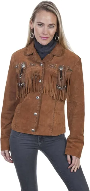 Western Genuine Leather Suede Jacket Women Native American Boar Cowlady Beaded & Fringe Cowgirl Jacket Tassels
