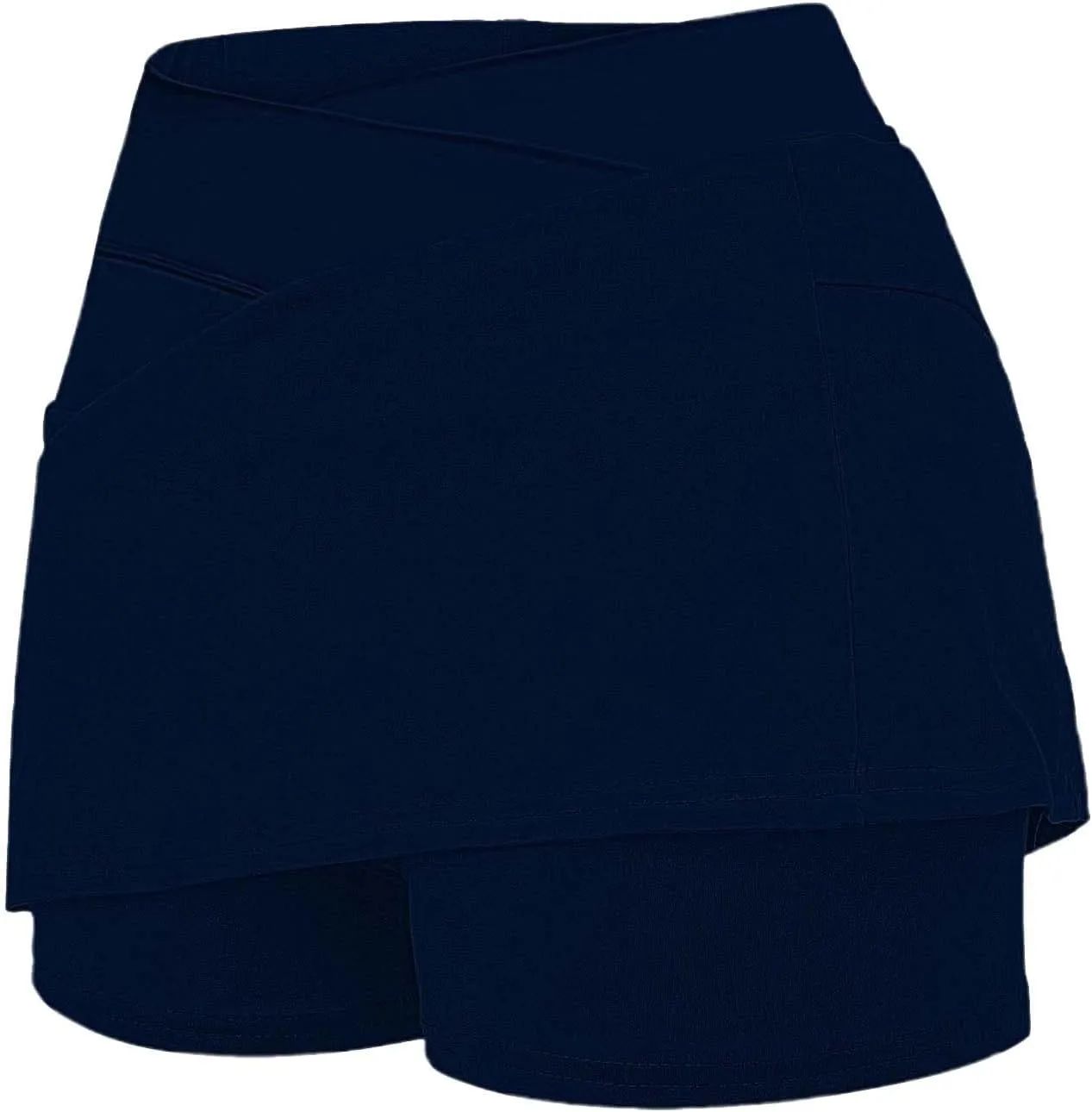Women Athletic Tennis Skorts with Pockets 2 in 1 Golf Skirt Crossover High Waisted Sports Skorts Built-in Shorts