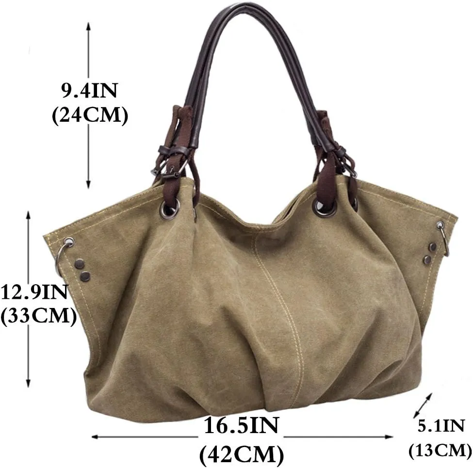 Women Casual Hobo Tote Canvas Handbag Top Handle Shoulder Crossbody Shopper Bag