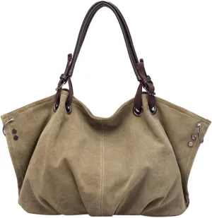 Women Casual Hobo Tote Canvas Handbag Top Handle Shoulder Crossbody Shopper Bag