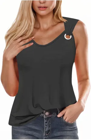 Women Summer Tops 2025 Dressy Casual Tank Tops Trendy Loose Fit Sleeveless Shirts Loose Flowy Blouses Cute Camisole