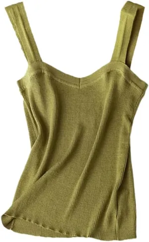 Women Tank Top Sleeveless Womens Solid Color Silm Fit Camisole Knit Tops