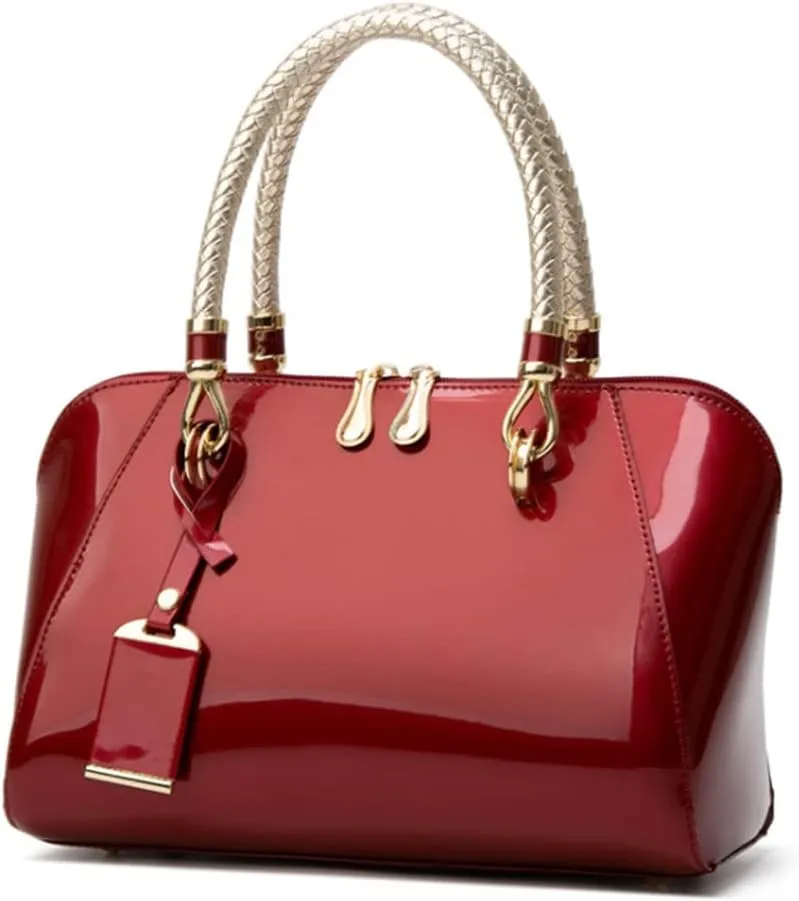 Women Top Handle Satchel Patent Leather Tote Shoulder Bag Small Crossbody Purses