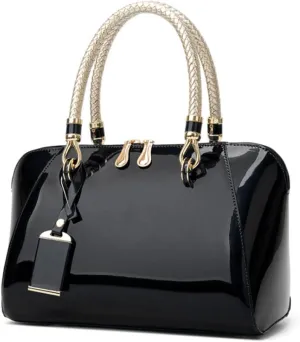 Women Top Handle Satchel Patent Leather Tote Shoulder Bag Small Crossbody Purses