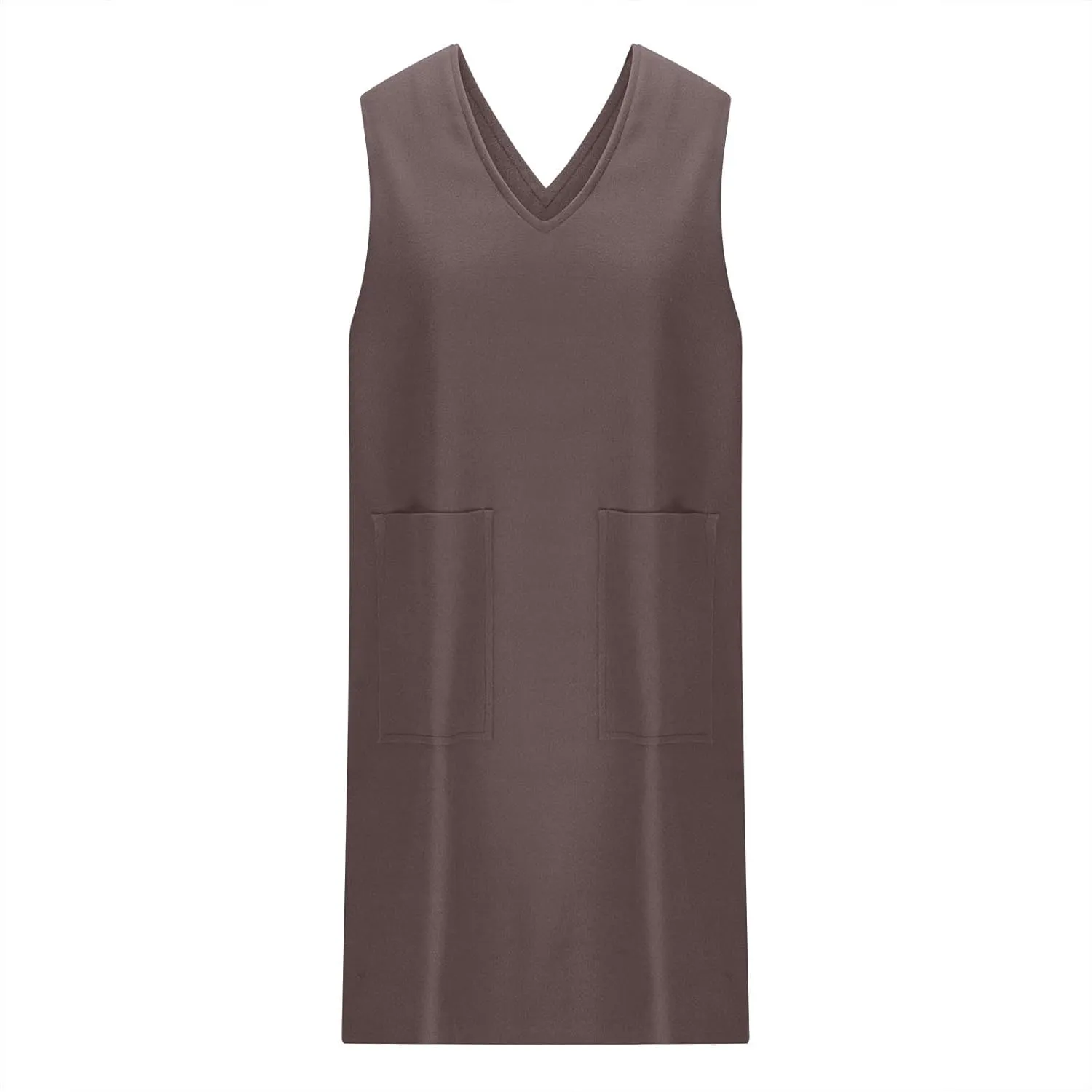 Women Woolen Dresses 2025 Summer V Neck Sleeveless Mini Sundress Casual Loose Fit Split Hem Short Dress with Pockets