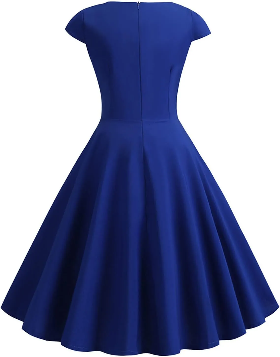 Womens 1950s Vintage Party Dress Cap Sleeve Sweetheart Neck Waisted Midi Dress Fashion Elegant Cocktail Swing Dresses
