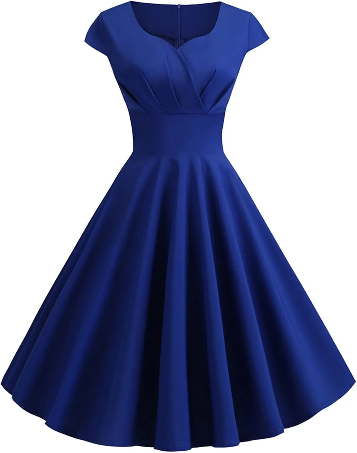 Womens 1950s Vintage Party Dress Cap Sleeve Sweetheart Neck Waisted Midi Dress Fashion Elegant Cocktail Swing Dresses