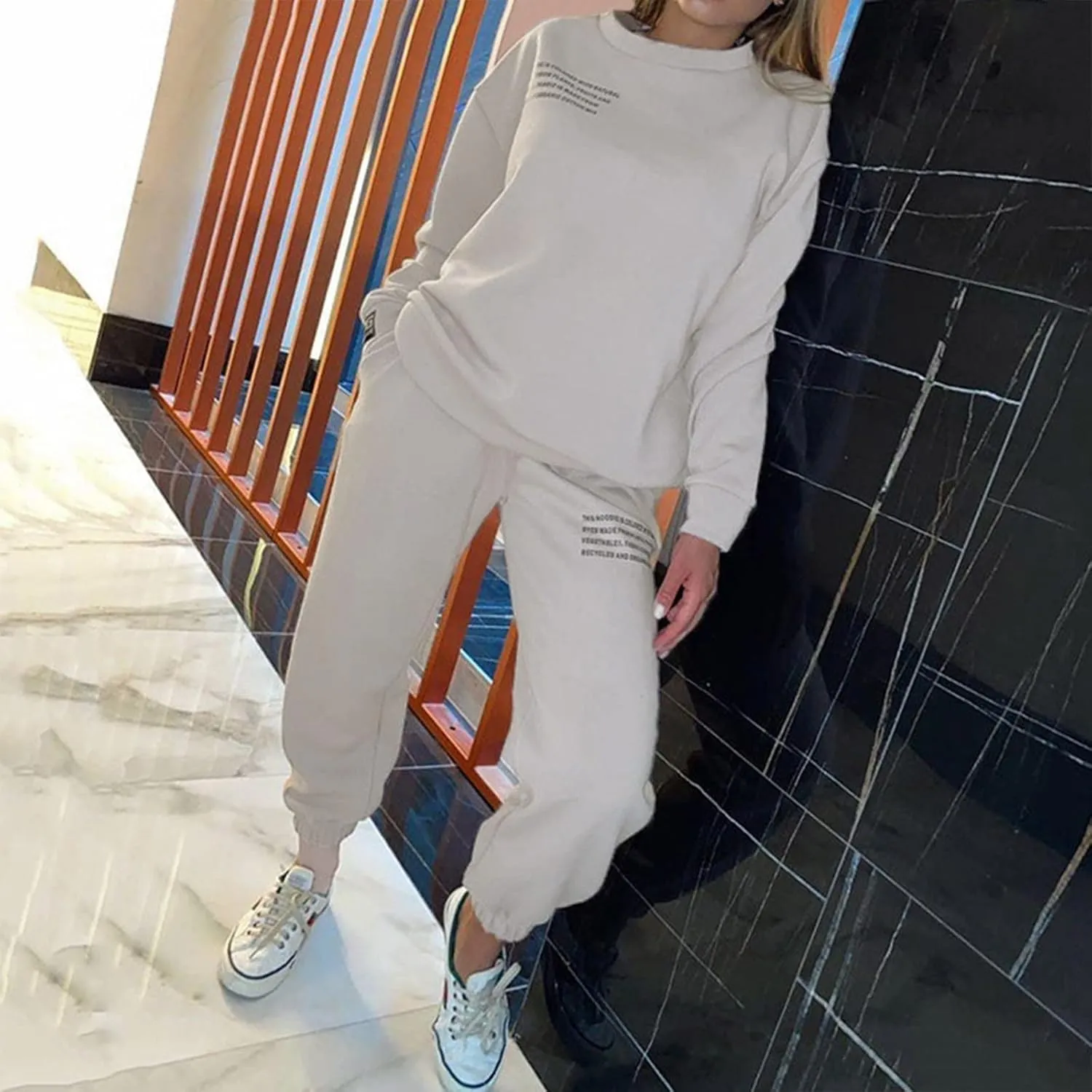 Womens 2 Piece Outfits Hoodie Sweatsuit Sets Oversized Sweatshirt Baggy Fall Fashion Sweatpants with Pockets