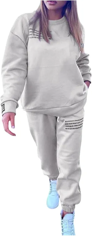 Womens 2 Piece Outfits Hoodie Sweatsuit Sets Oversized Sweatshirt Baggy Fall Fashion Sweatpants with Pockets