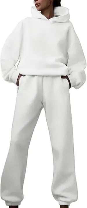 Womens 2 Piece Outfits Lounge Hoodie Sweatsuit Sets Oversized Sweatshirt Baggy Sweatpants Matching Set Tracksuit