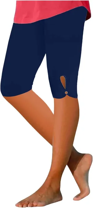 Womens Capris for Summer Tummy Control Cropped High Waist Yoga Bottoms Stretchy Leggings Workout Compression Pants