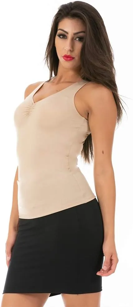 Womens Compression Shapewear Shirred Tank Top Tummy Control Under Shirt WT40011