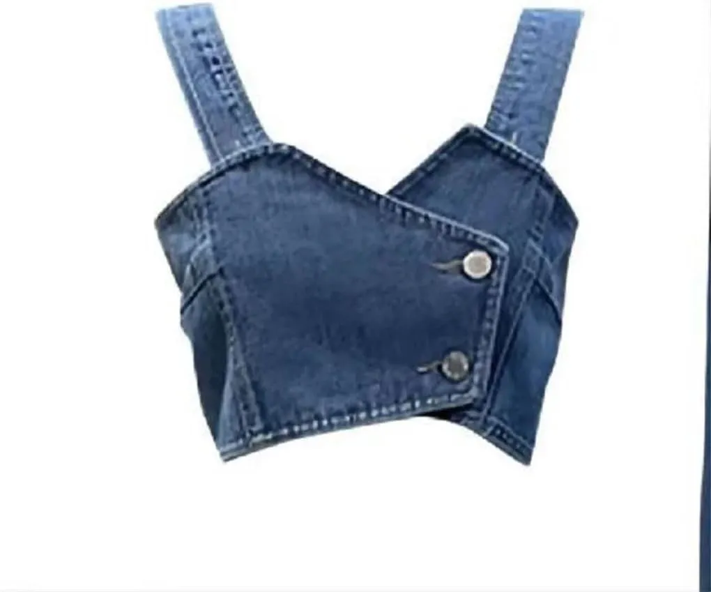 Women's Cowboy Jean Bra Camisole Tops Denim Sling Top Sleeveless Slim Vest