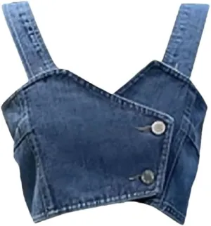 Women's Cowboy Jean Bra Camisole Tops Denim Sling Top Sleeveless Slim Vest