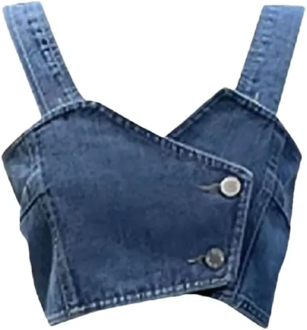 Women's Cowboy Jean Bra Camisole Tops Denim Sling Top Sleeveless Slim Vest