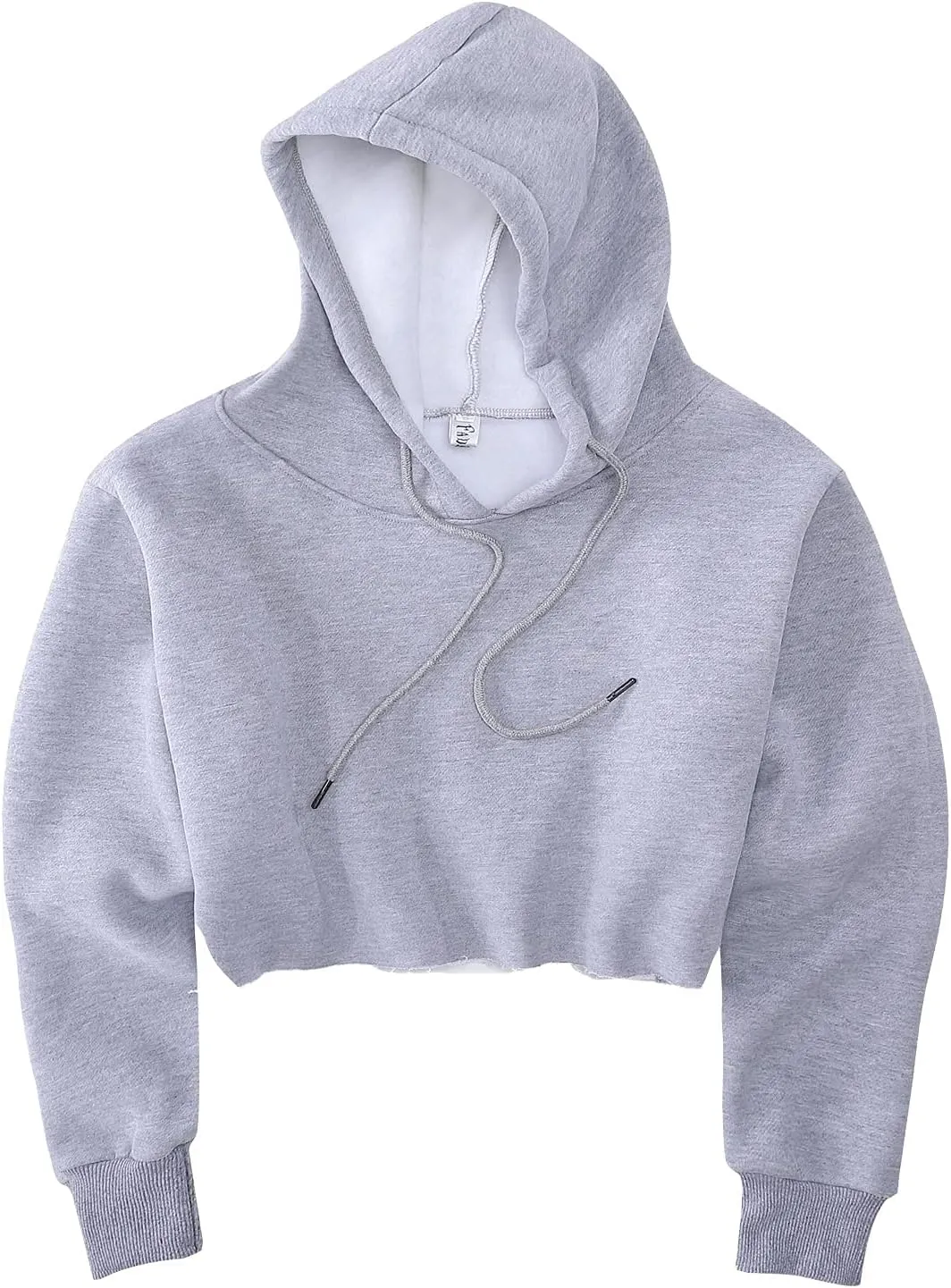 Women's Cropped Hoodie Fleece Long Sleeve Pullover Cut Off Hood Sweatshirt
