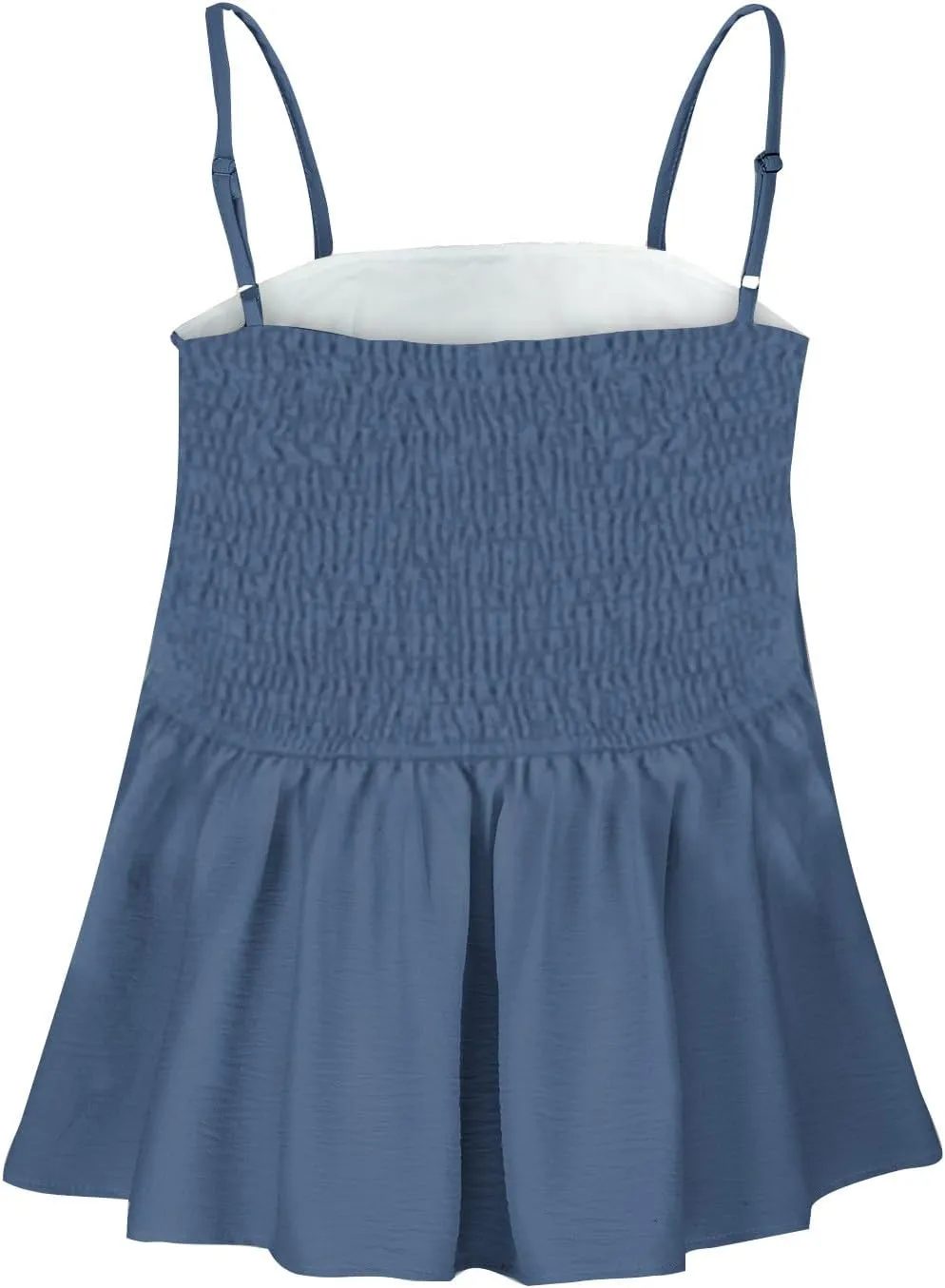 Women's Cute Camisole Adjustable Spaghetti Strap Peplum Tops Flowy Pleated Crop Tops Loose Fit Flare Babydoll Shirts