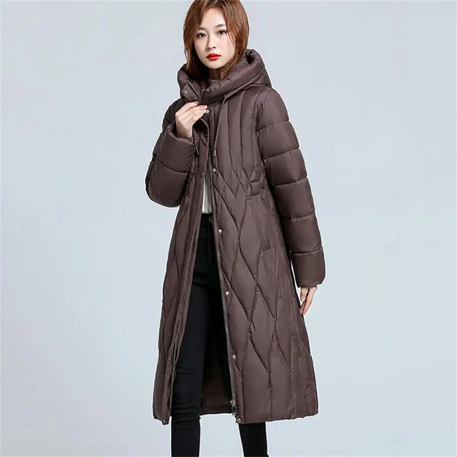 Women's Down Cotton Coat Winter Cold Warm Padded Jacket Long Female Casual Hooded Cotton Parker