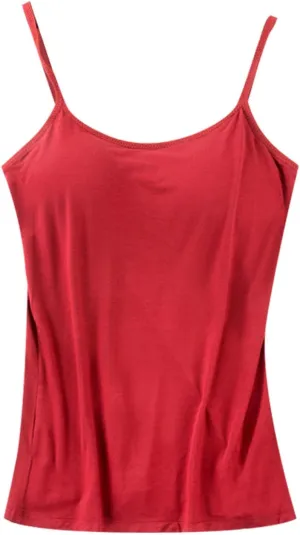 Women's Fit Camisole with Built in Bra Spaghetti Straps Camis Tank Cotton Undershirts Tank Tops for Women 2025